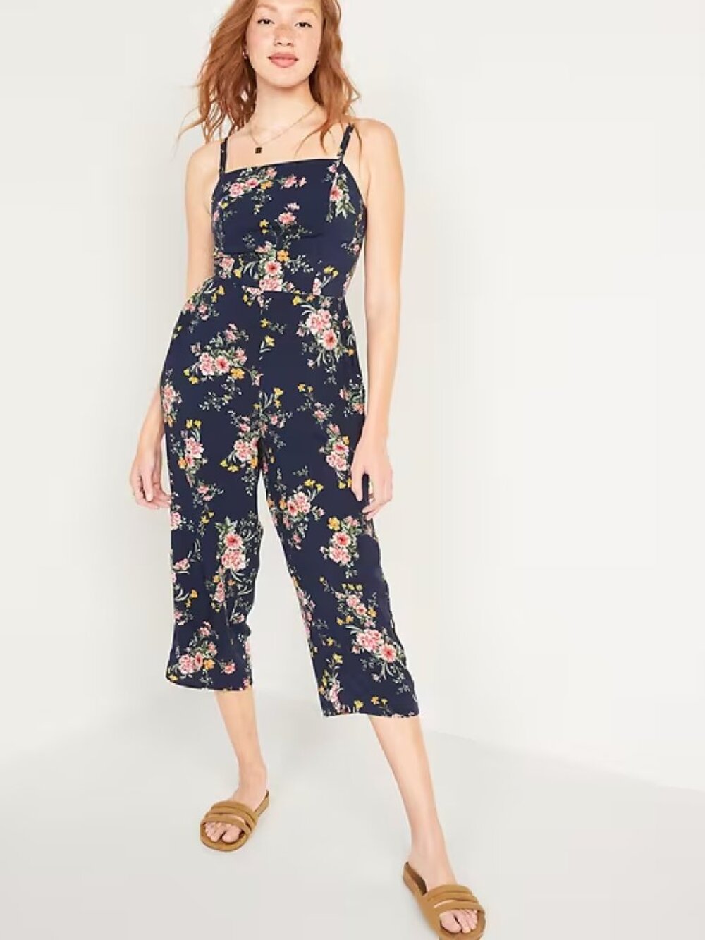 Old Navy | Floral Square Neck Cropped Jumpsuit | L